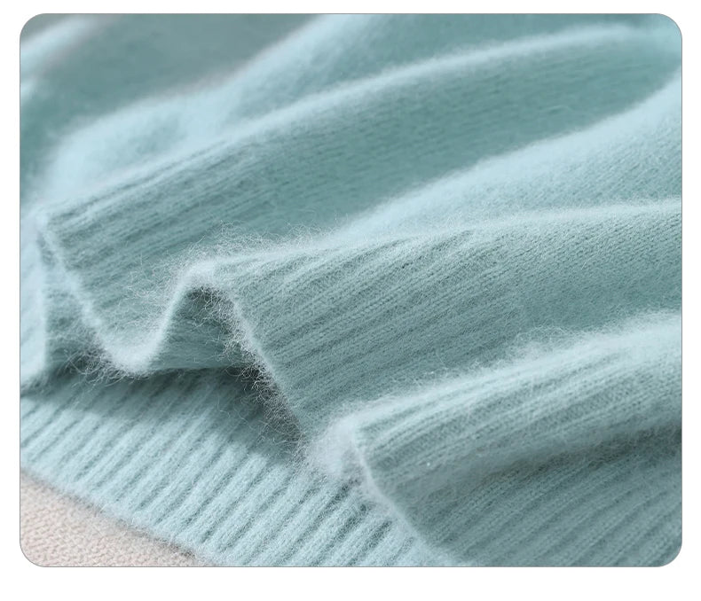 Autumn And Winter New 100% Mink Cashmere Sweater Ladies' High Lapel Solid Color Padded Pullover Wool Knitted Bottoming Shirt