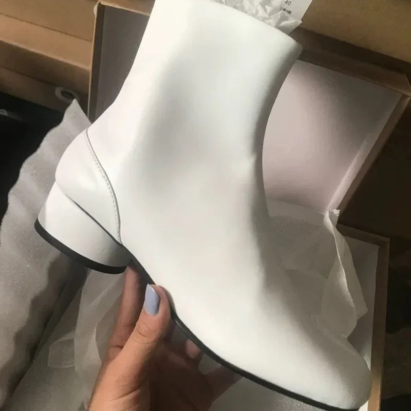 Luxury Design Fashion Split Toe Shoes 2025 Autumn Winter New Ankle Boots Genuine Leather Low Heels Women's Boots