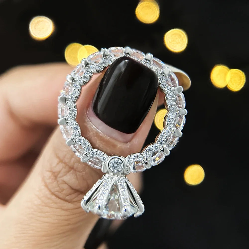 4Carat Moissanite Engagement Rings With Certificate S925 Silver Hidden Halo Diamond Wedding Ring Eternity Band For Women Jewelry