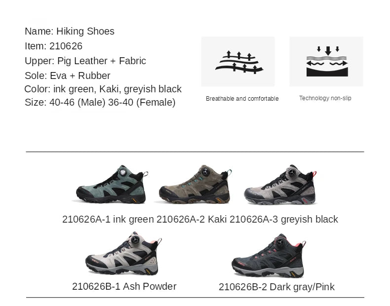 HUMTTO Waterproof Hiking Shoes Leather Trekking Boots Outdoor Sneakers for Men Male Camping Hunting Mens Tactical Ankle Boots