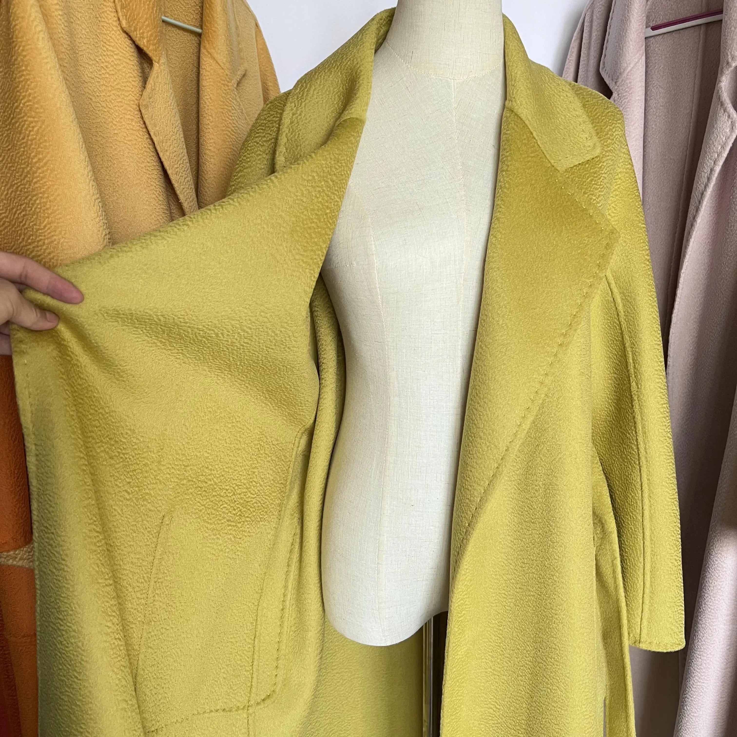 SPECIAL OFFER Cashmere Coat Female Winter Mid-Length Corrugated Coat Black Wool Coat Woman Autumn New Casual Fashion Beige Coat