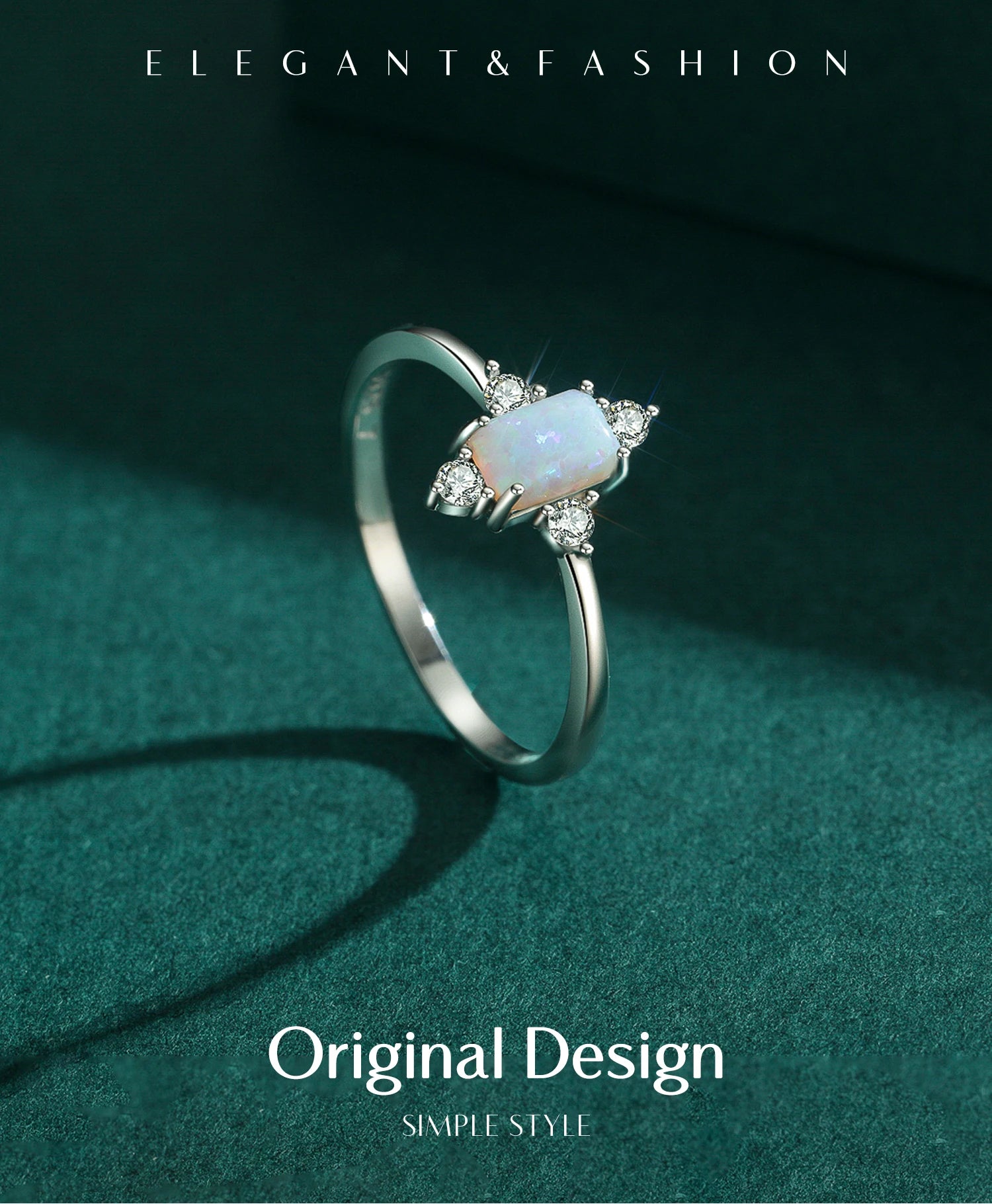 MODIAN Authentic 925 Sterling Silver Geometric Rectangle Natural Opal Jewelry Sets Rings Earrings For Women Wedding Jewelry