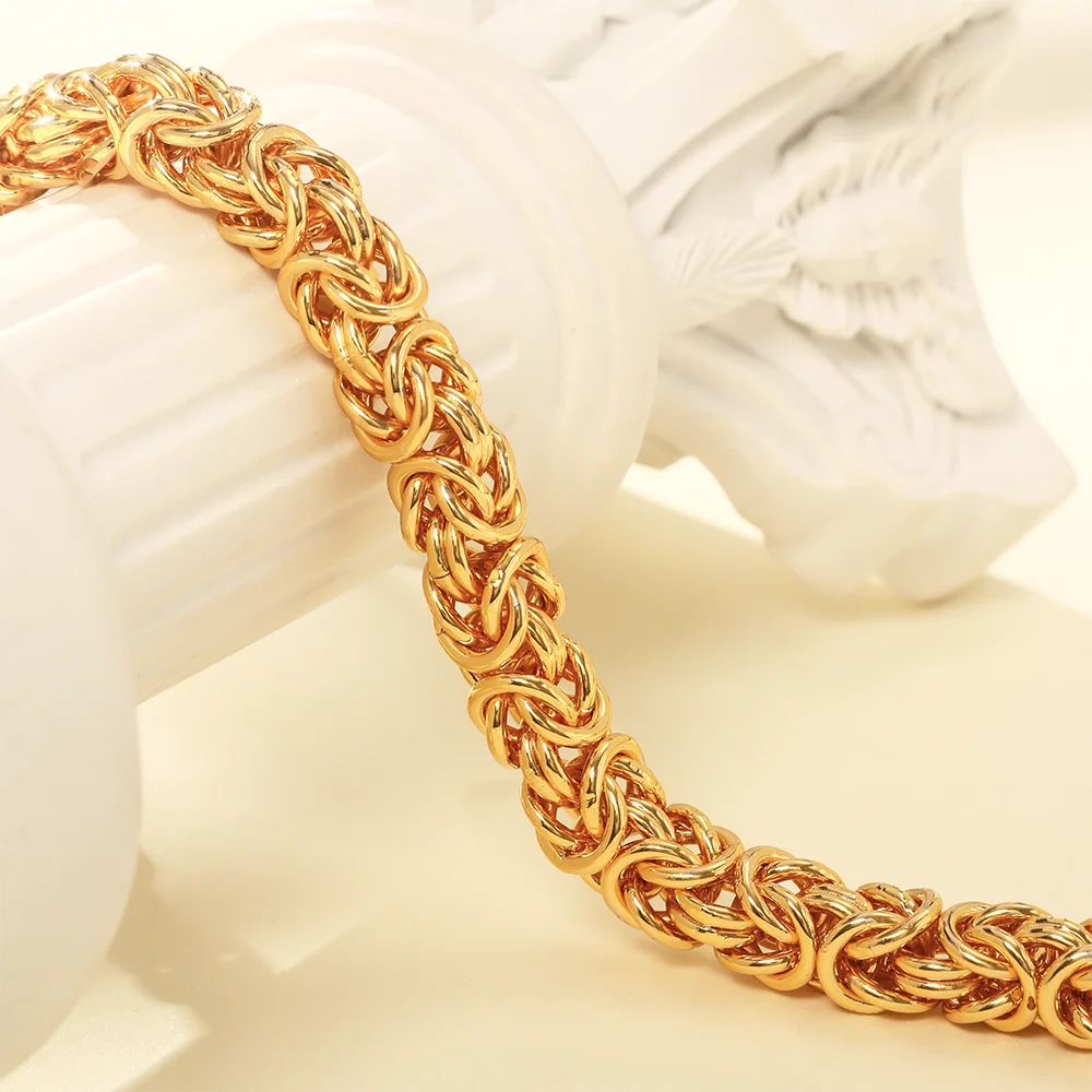 18K Gold Plated 8 Inches Braided Bracelet for Women Men 925 Sterling Silver Fashion Charm Couple Gift Jewelry Accessories USA