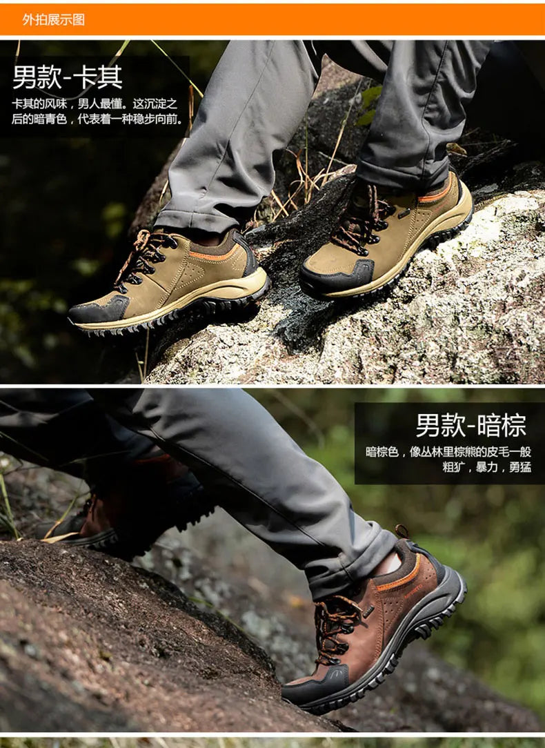 MERRTO Cowhide Outdoor Men Hiking Shoes Trekking Hunting women Tourism Mountain Breathable Climbing Sneakers Tactical boots