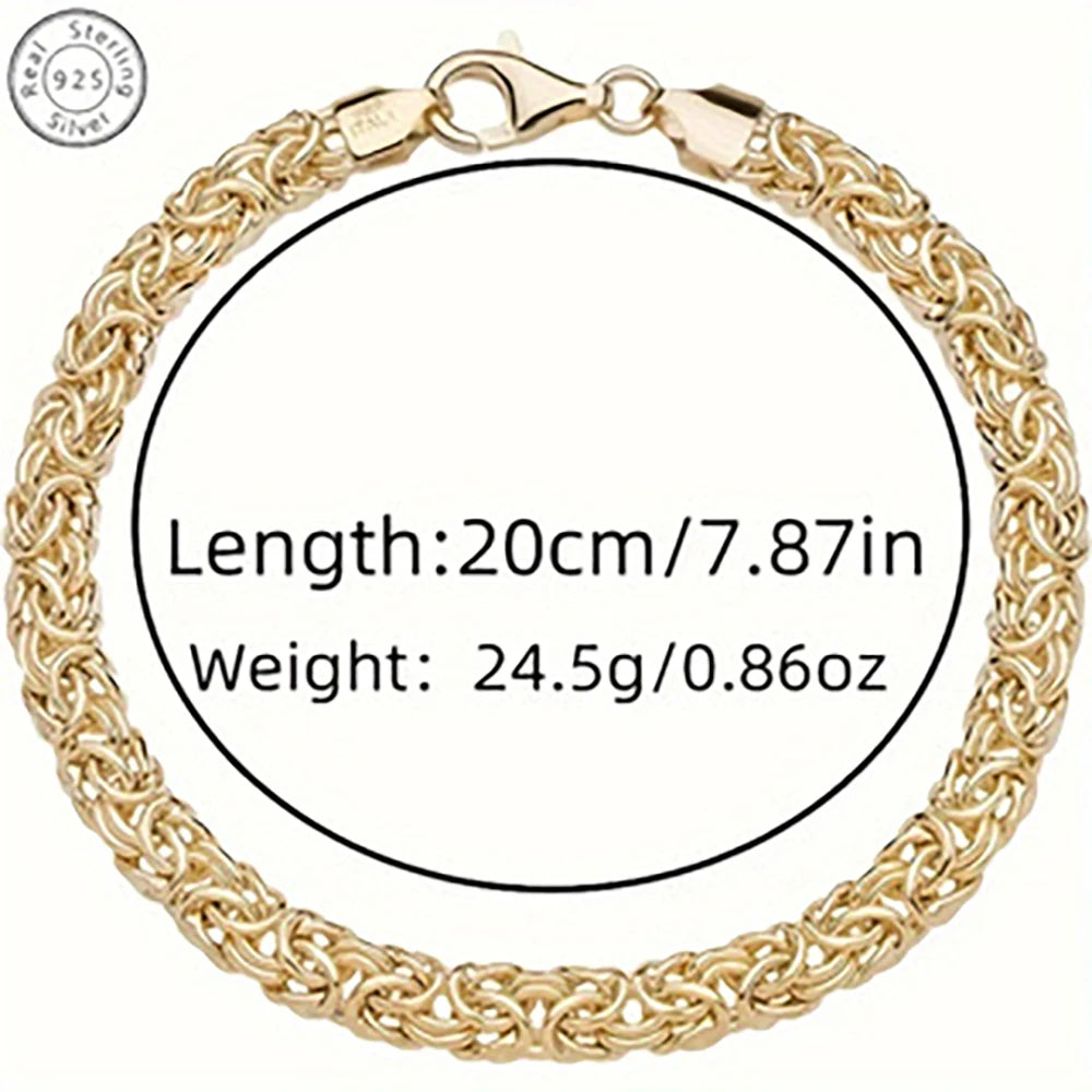18K Gold Plated 8 Inches Braided Bracelet for Women Men 925 Sterling Silver Fashion Charm Couple Gift Jewelry Accessories USA