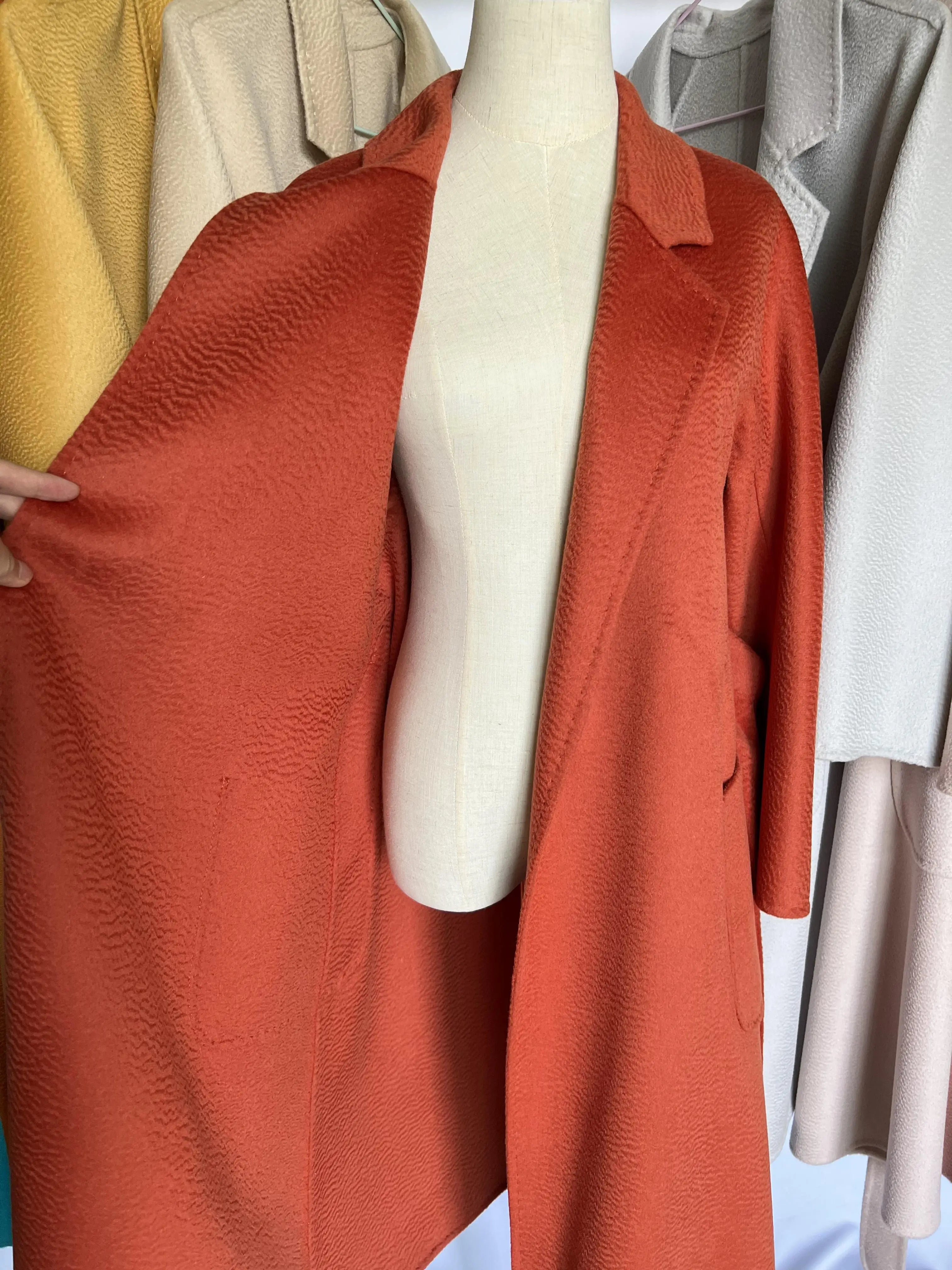 SPECIAL OFFER Cashmere Coat Female Winter Mid-Length Corrugated Coat Black Wool Coat Woman Autumn New Casual Fashion Beige Coat