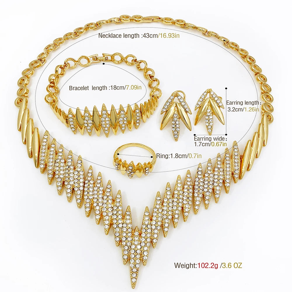 Fashion Jewelry Sets Gold Color Necklace And Earrings For Women 4 Pieces Jewelry Set