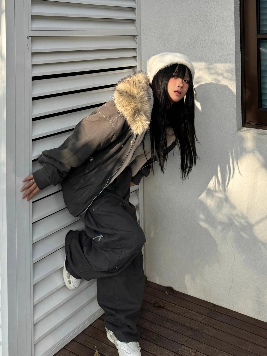 Y2k Street Vintage Warm Cardigan Loose Hoodie Women Autumn Winter Fashion Fur Collar Hat Hoodie Street Zipper Sweatshirt