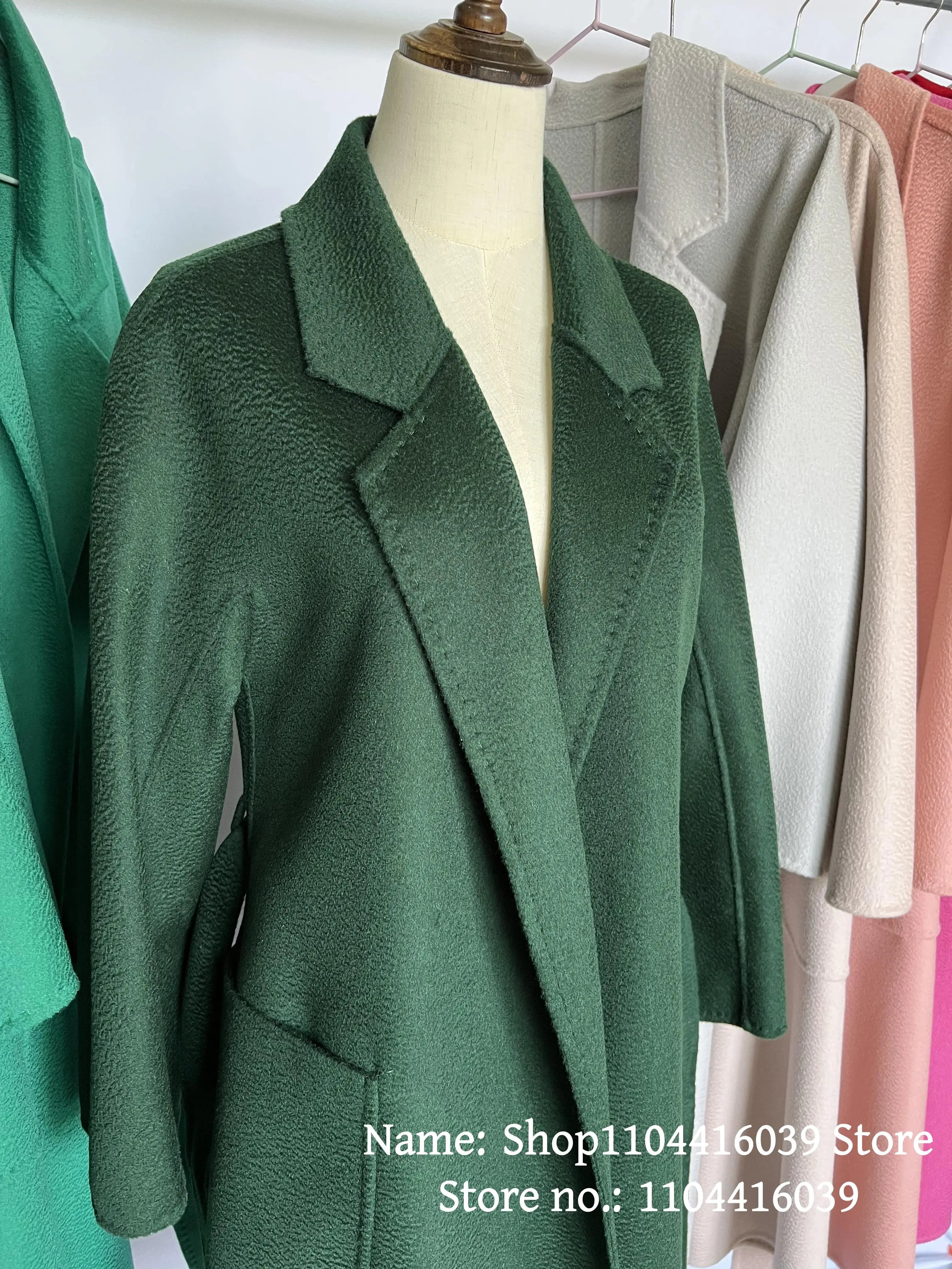 SPECIAL OFFER Cashmere Coat Female Winter Mid-Length Corrugated Coat Black Wool Coat Woman Autumn New Casual Fashion Beige Coat