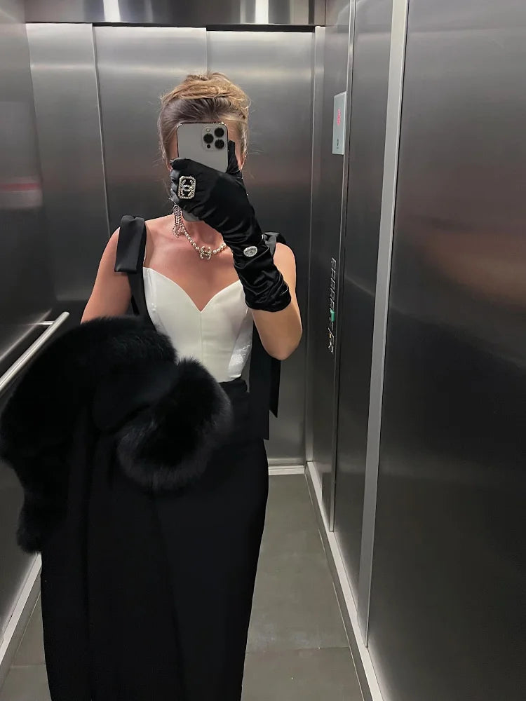 Elegant Fur Patchwork Woolen Coat Women Chic Full Sleeve V-neck Lace Up Loose Long Overcoat 2025 Lady Winter Commute Outwear