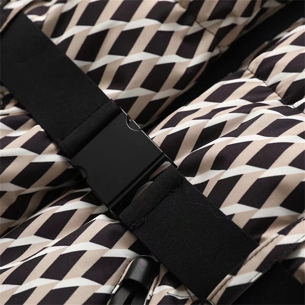 women's warm skiing series waist down cotton jacket winter new hooded slim fit jacket jacket