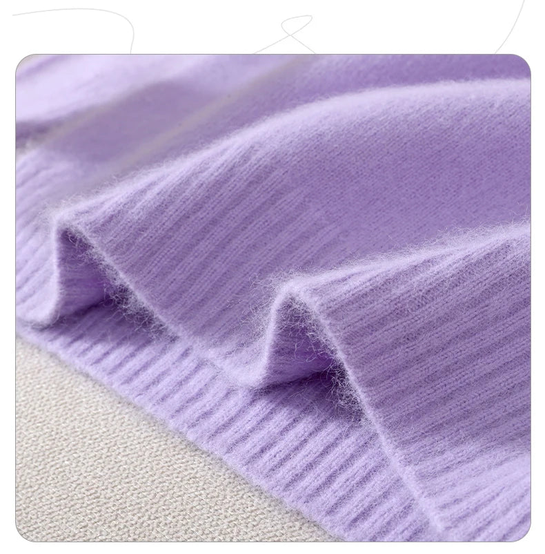 Autumn And Winter New 100% Mink Cashmere Sweater Ladies' High Lapel Solid Color Padded Pullover Wool Knitted Bottoming Shirt