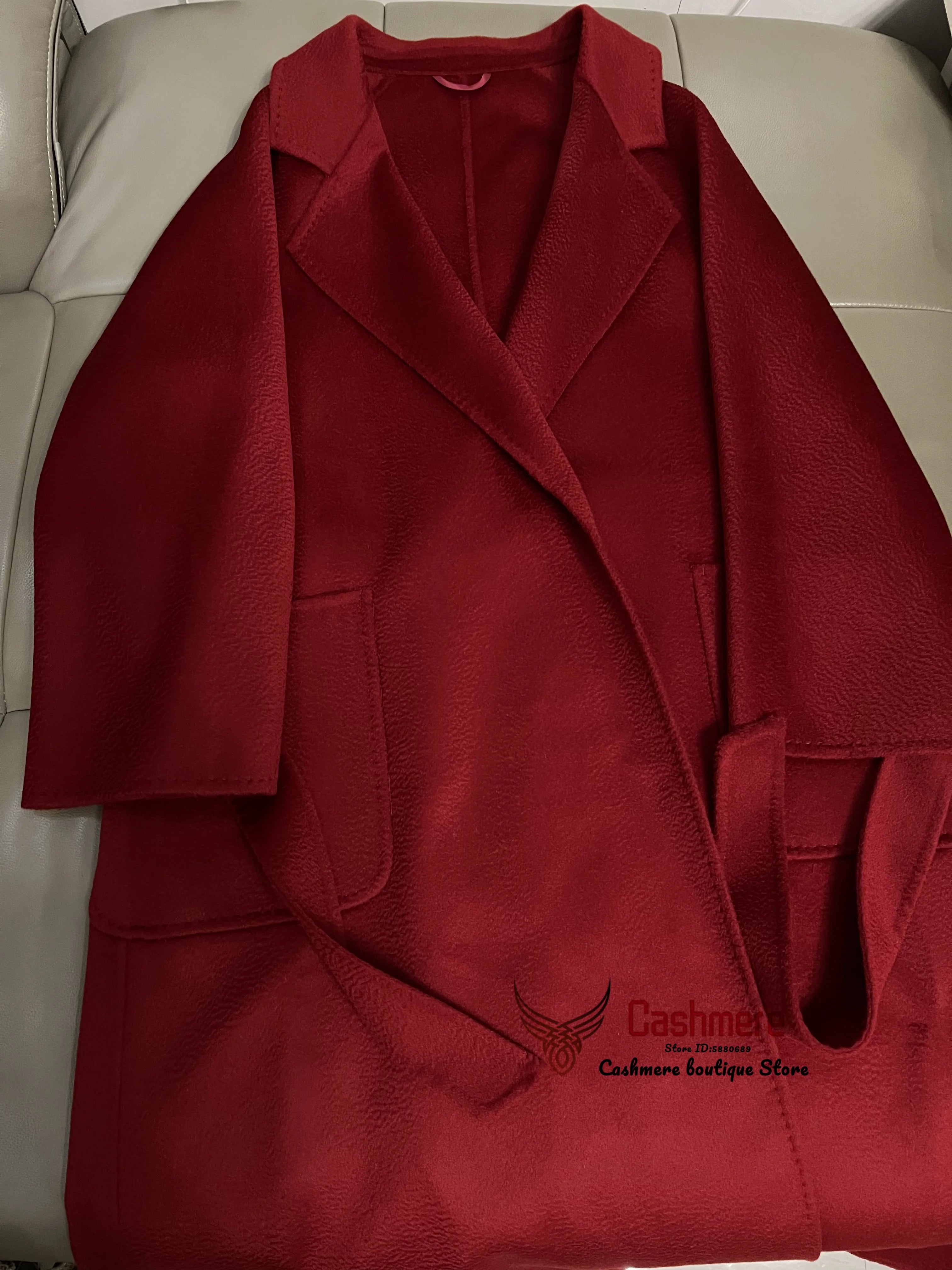 SPECIAL OFFER Cashmere Coat Female Winter Mid-Length Corrugated Coat Black Wool Coat Woman Autumn New Casual Fashion Beige Coat