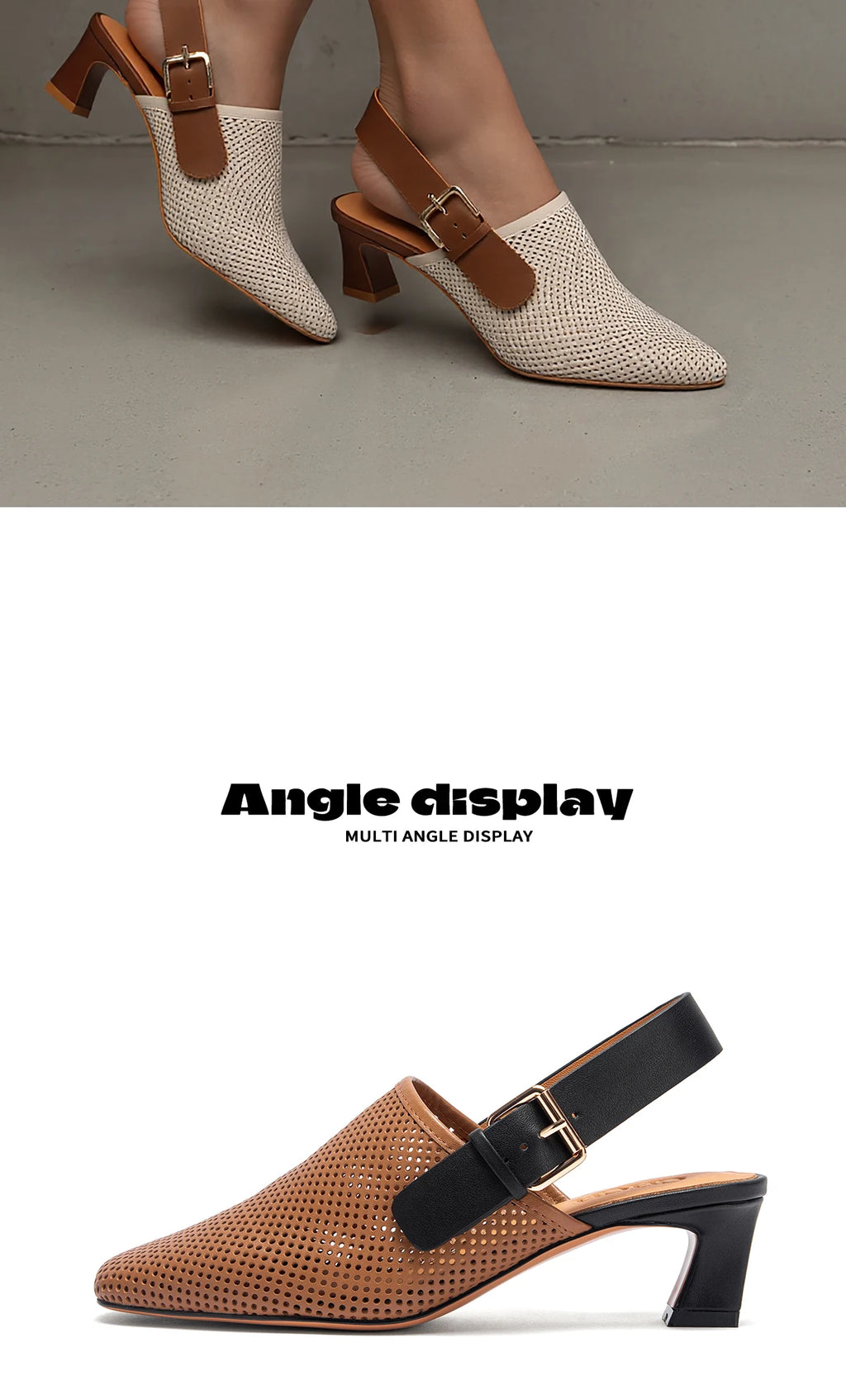 Luxury brand women's shoes summer sandals leather medium high heel hollow breathable temperament girls shoes 35-40 yards