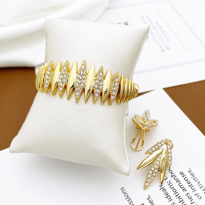 Fashion Jewelry Sets Gold Color Necklace And Earrings For Women 4 Pieces Jewelry Set