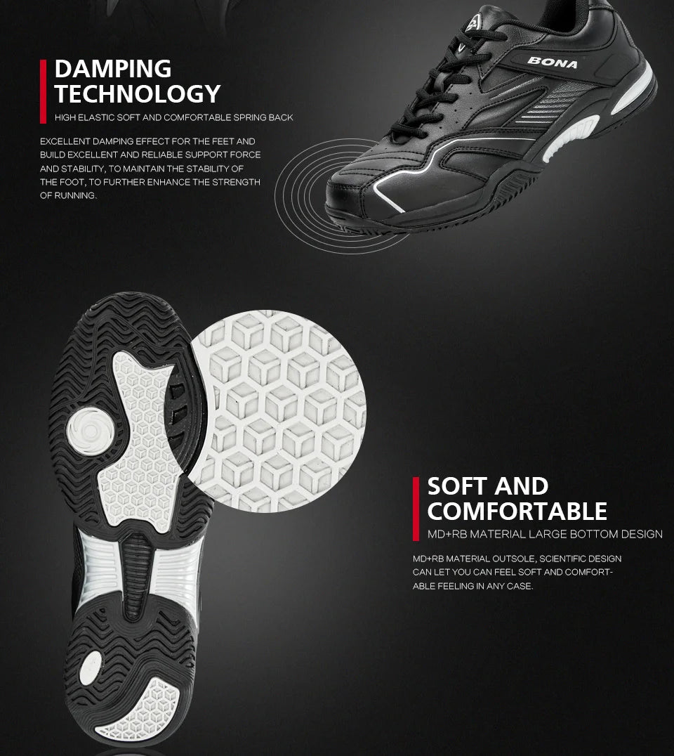 BONA New Designers Table Tennis Shoes Men Indoor Sports Shoes Badminton Sneakers Breathable Sport Footwear Mansculino Comfy
