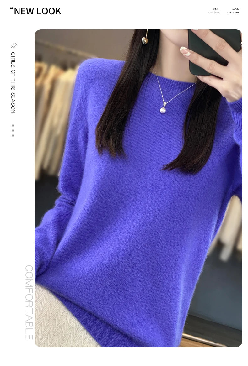 New cashmere sweater women's sweater in autumn and winter 100% merino wool fashion O-neck autumn warm pullover top