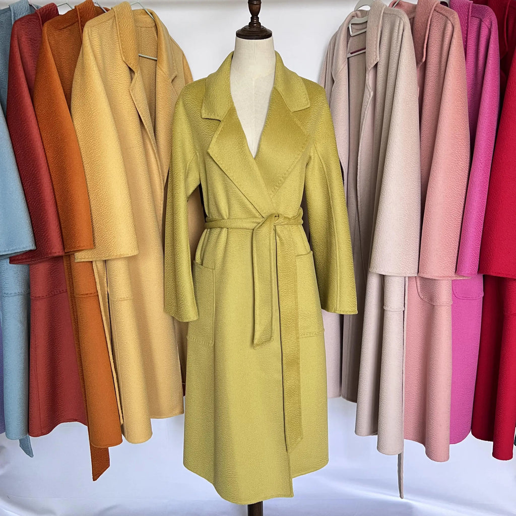 SPECIAL OFFER Cashmere Coat Female Winter Mid-Length Corrugated Coat Black Wool Coat Woman Autumn New Casual Fashion Beige Coat