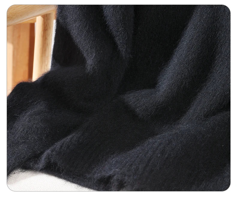 Autumn And Winter New 100% Mink Cashmere Sweater Ladies' High Lapel Solid Color Padded Pullover Wool Knitted Bottoming Shirt