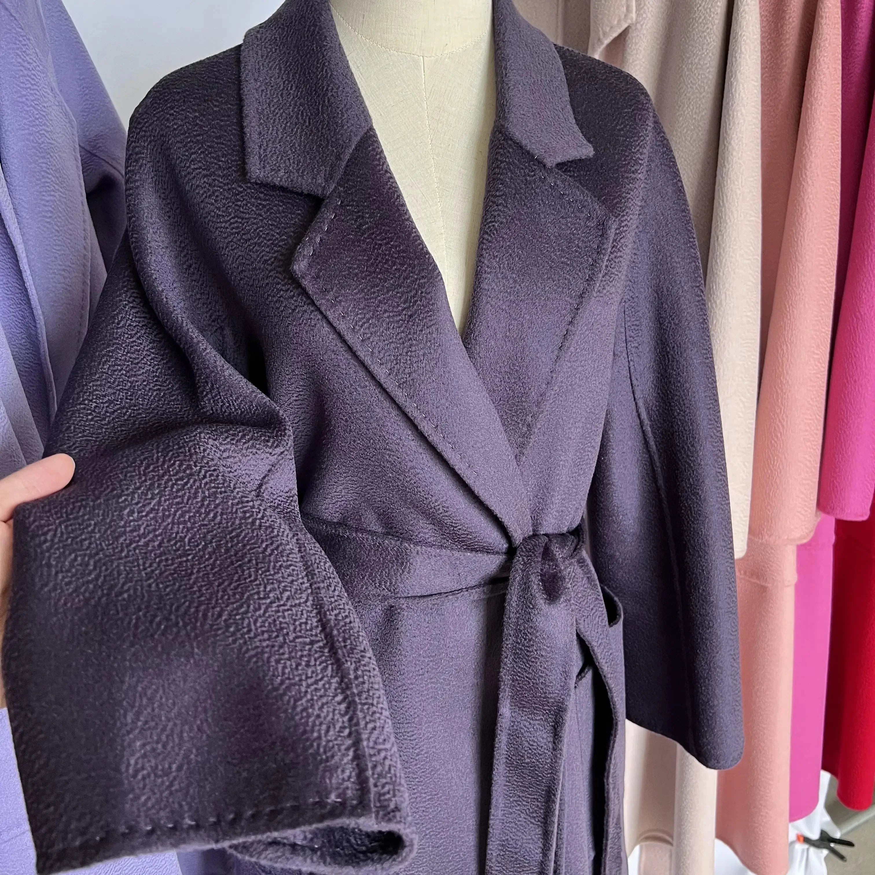 SPECIAL OFFER Cashmere Coat Female Winter Mid-Length Corrugated Coat Black Wool Coat Woman Autumn New Casual Fashion Beige Coat