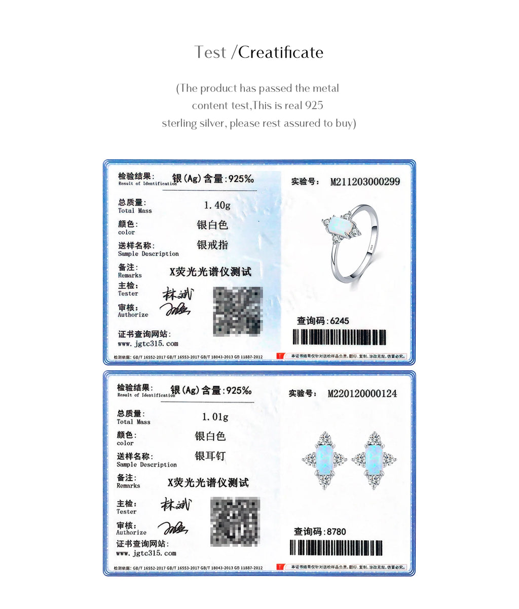 MODIAN Authentic 925 Sterling Silver Geometric Rectangle Natural Opal Jewelry Sets Rings Earrings For Women Wedding Jewelry