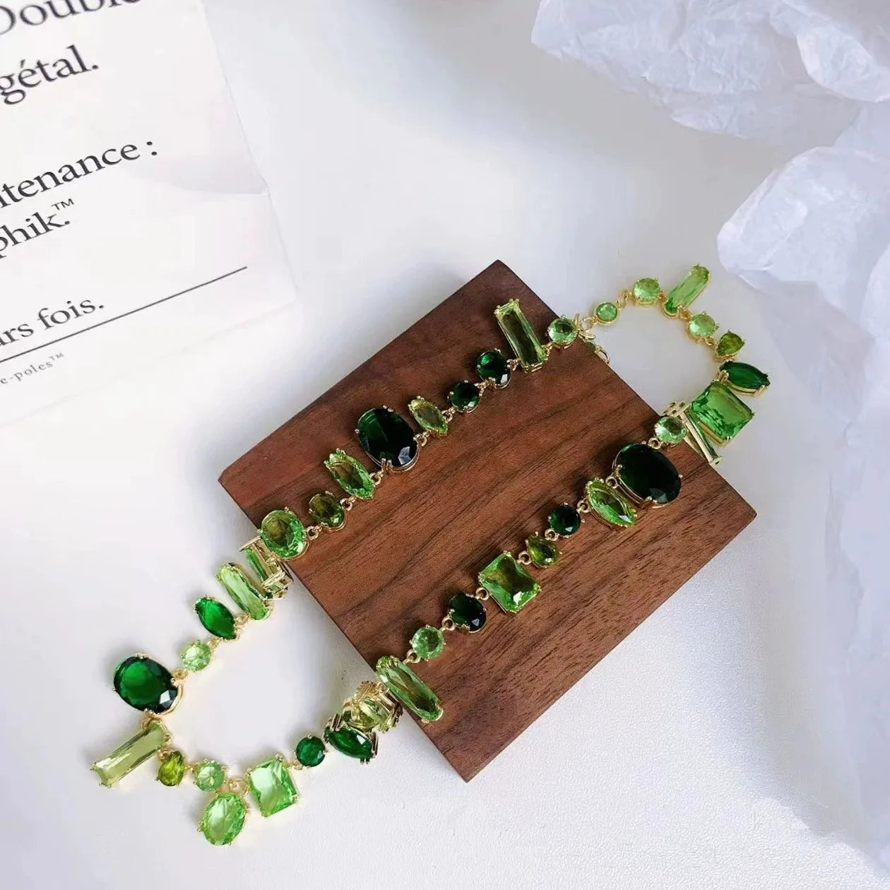 Original Luxury Brand Fine Jewelry Sets Zircon Crystal Green Necklace Earring Bracelet Charms for Women Wedding Accessories