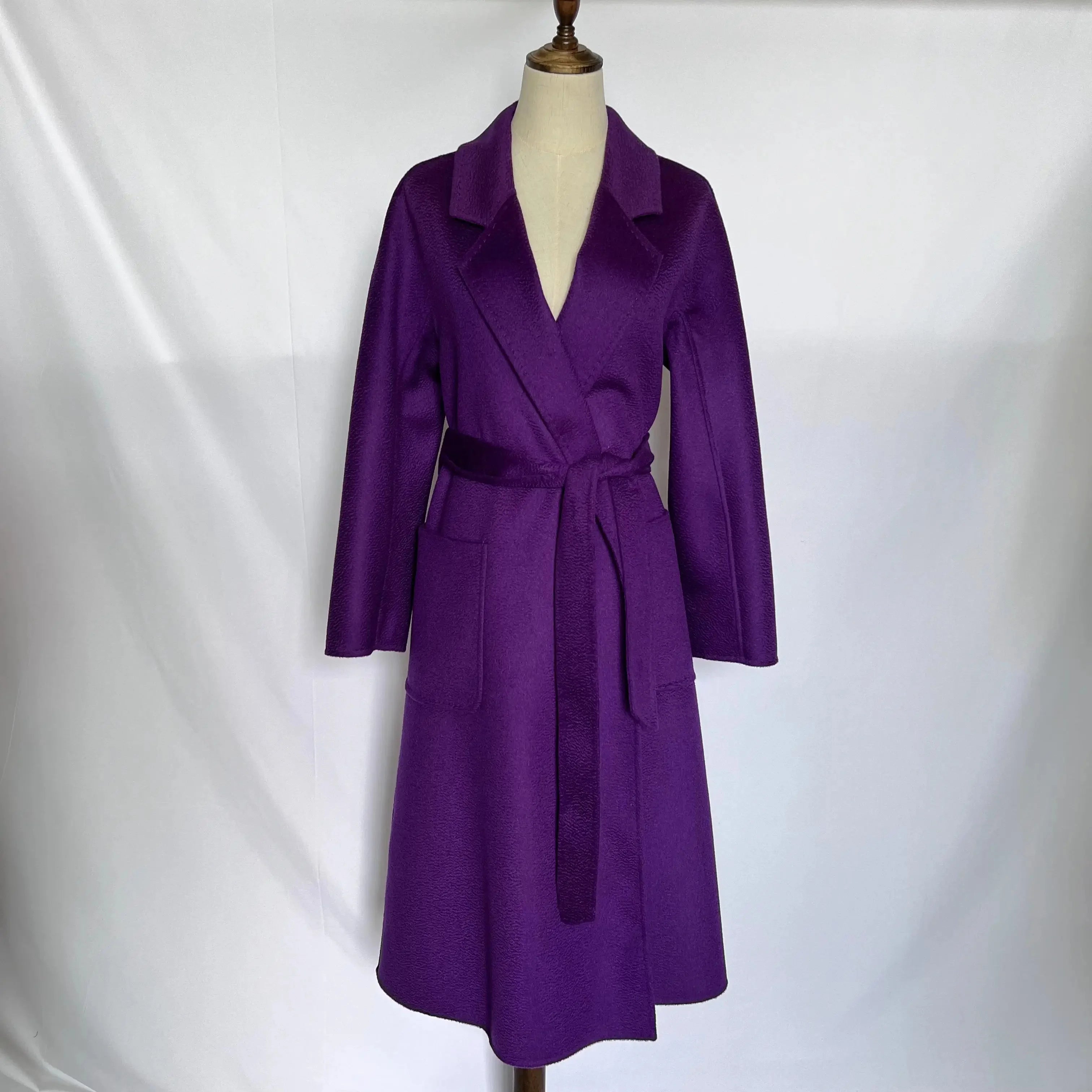 SPECIAL OFFER Cashmere Coat Female Winter Mid-Length Corrugated Coat Black Wool Coat Woman Autumn New Casual Fashion Beige Coat