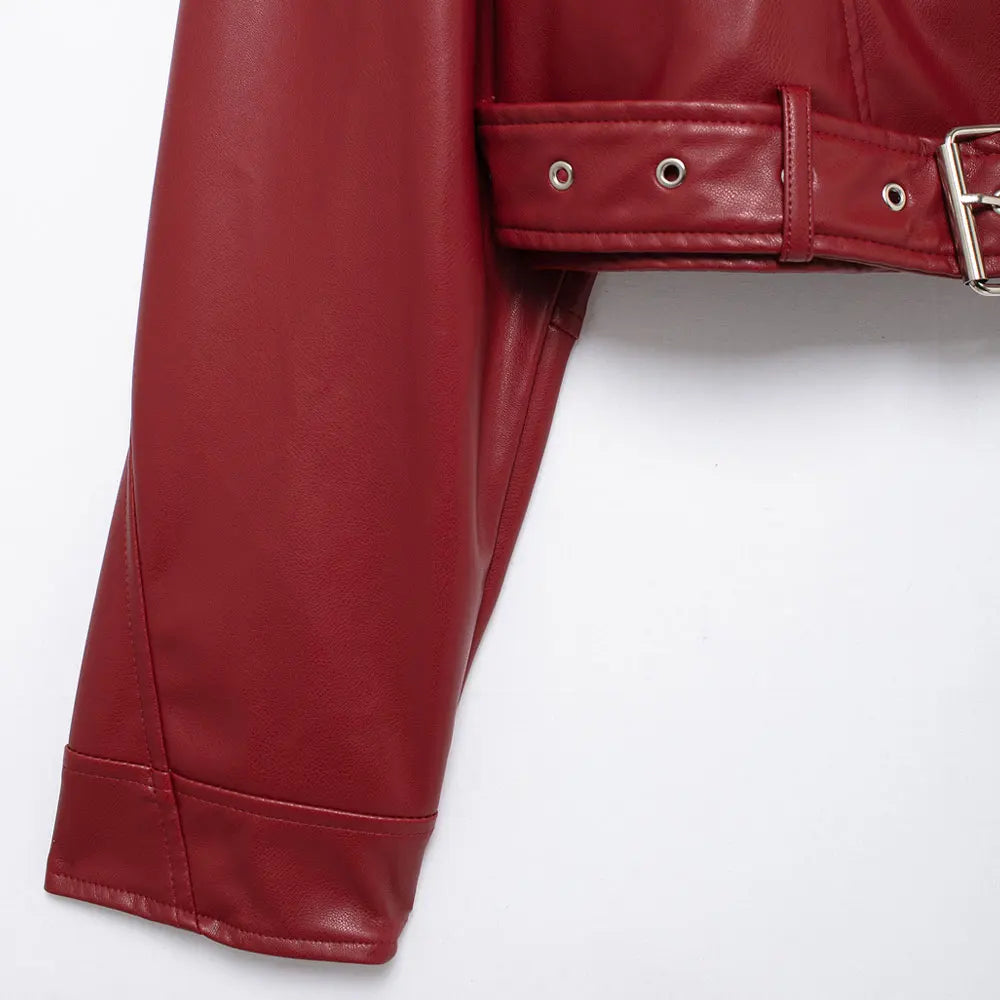 Faux Leather Moto & Biker Jacket for Women, Long Sleeve Coat, Front Zipper, Female Outerwear, Chic Tops, Fashion