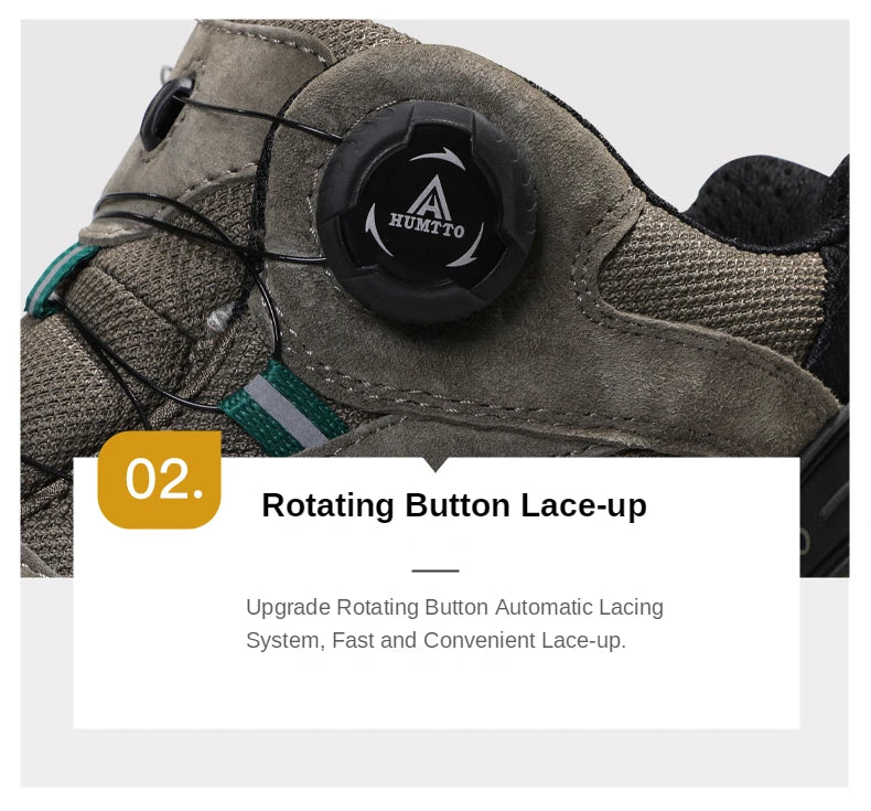 HUMTTO Waterproof Hiking Shoes Leather Trekking Boots Outdoor Sneakers for Men Male Camping Hunting Mens Tactical Ankle Boots