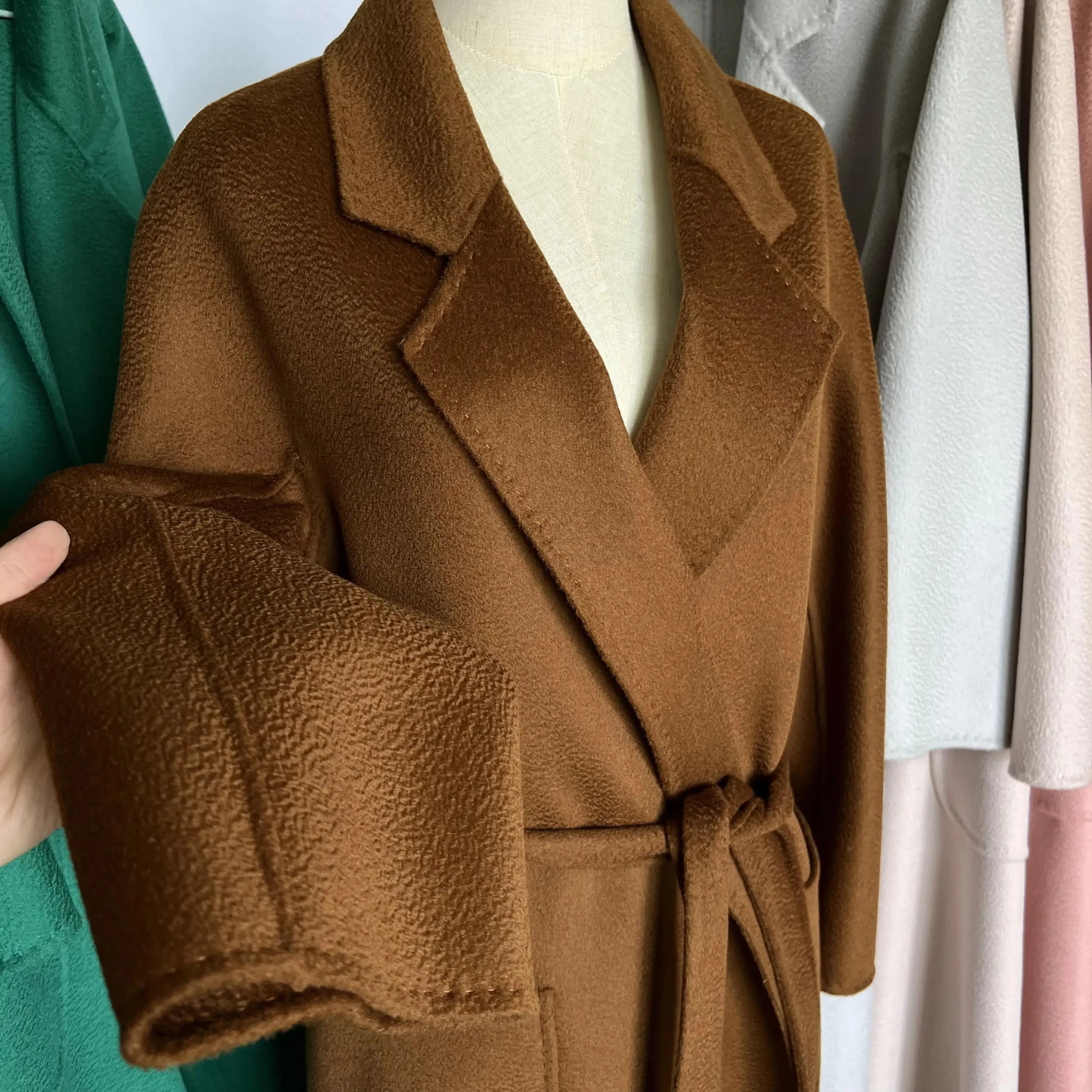 SPECIAL OFFER Cashmere Coat Female Winter Mid-Length Corrugated Coat Black Wool Coat Woman Autumn New Casual Fashion Beige Coat