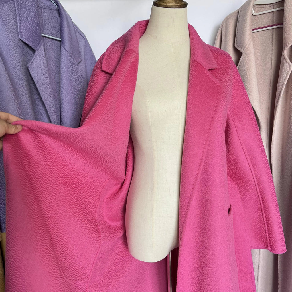 SPECIAL OFFER Cashmere Coat Female Winter Mid-Length Corrugated Coat Black Wool Coat Woman Autumn New Casual Fashion Beige Coat