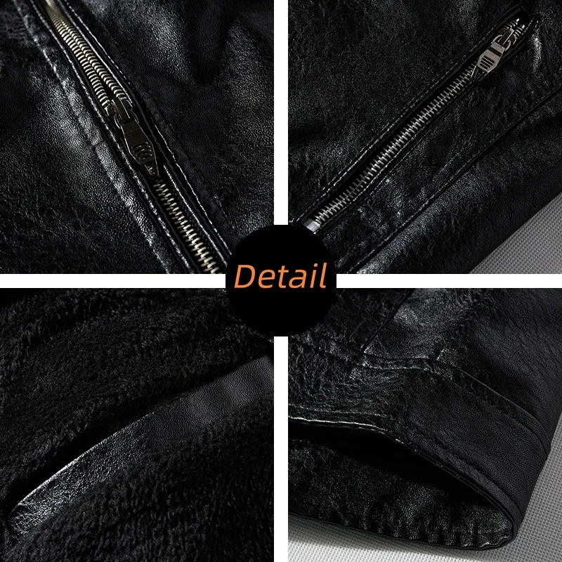 New Men's Leather Jackets Autumn And Winter Casual Motorcycle Slim PU Jacket Biker Leather High Quality Fashion Warm Overcoat