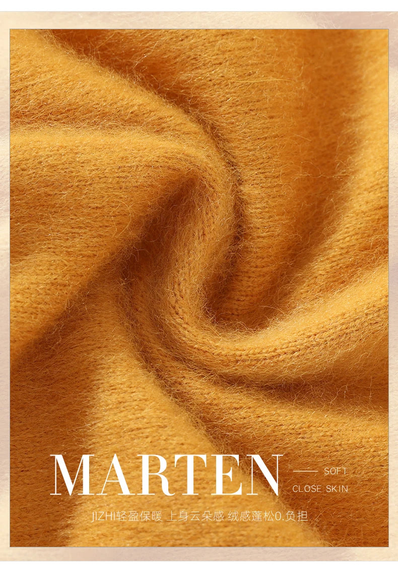 Autumn And Winter New 100% Mink Cashmere Sweater Ladies' High Lapel Solid Color Padded Pullover Wool Knitted Bottoming Shirt