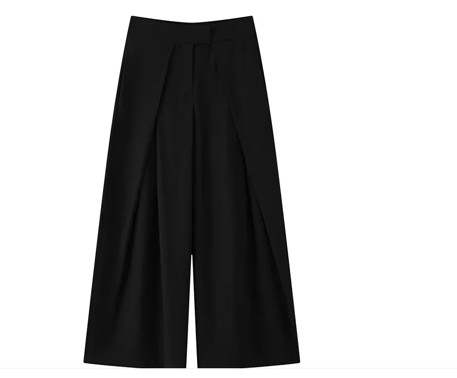 Casual Striped Loose Pants Women High Waist Pleated Straight Long Wide Leg Trousers Female 2025 Fashion Autumn Lady Bottoms