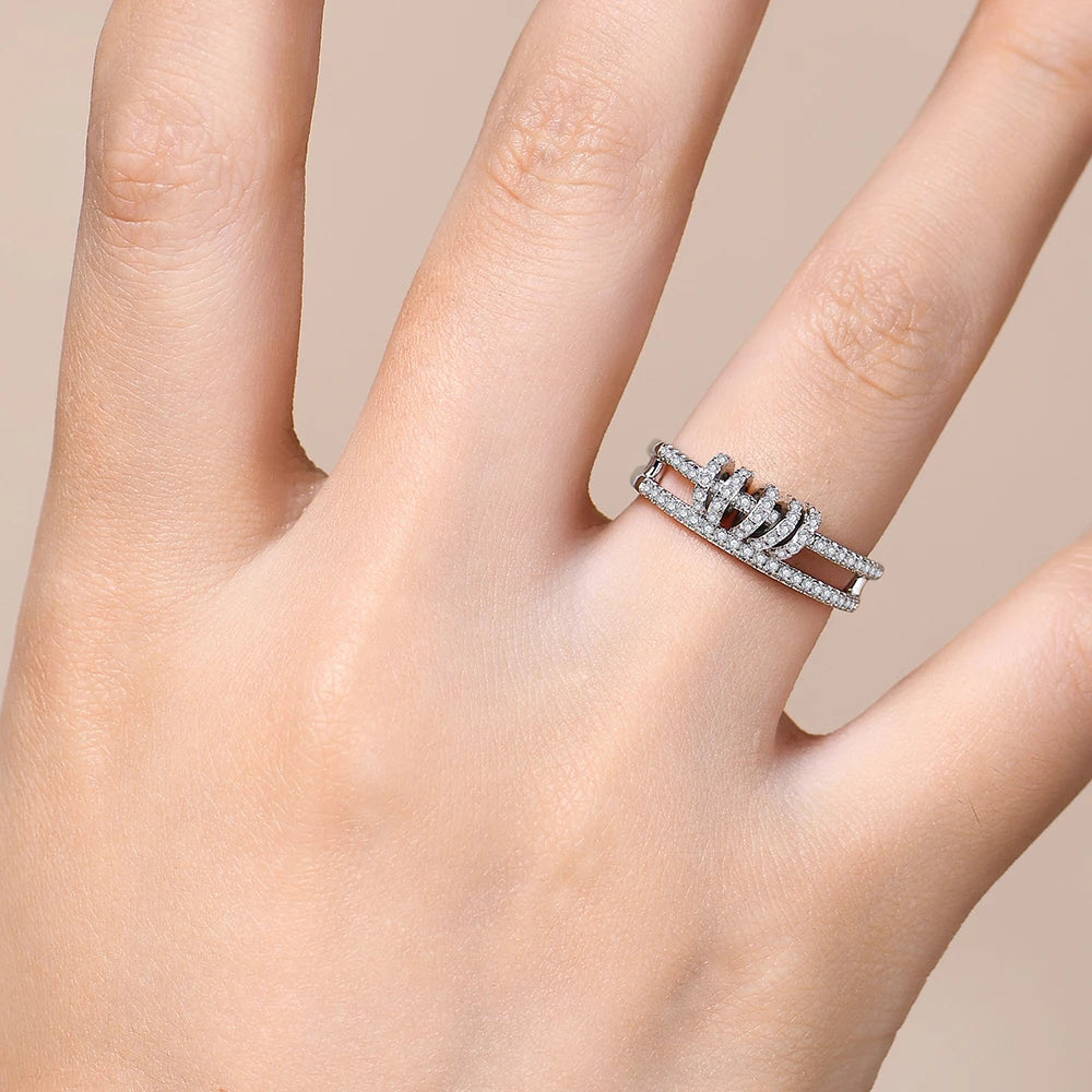 CHARMING Customize Full Moissanite Ring Brilliant Lab Diamond 925 Sterling Sliver Gold for Women Plated Wholesale Fine Jewelry