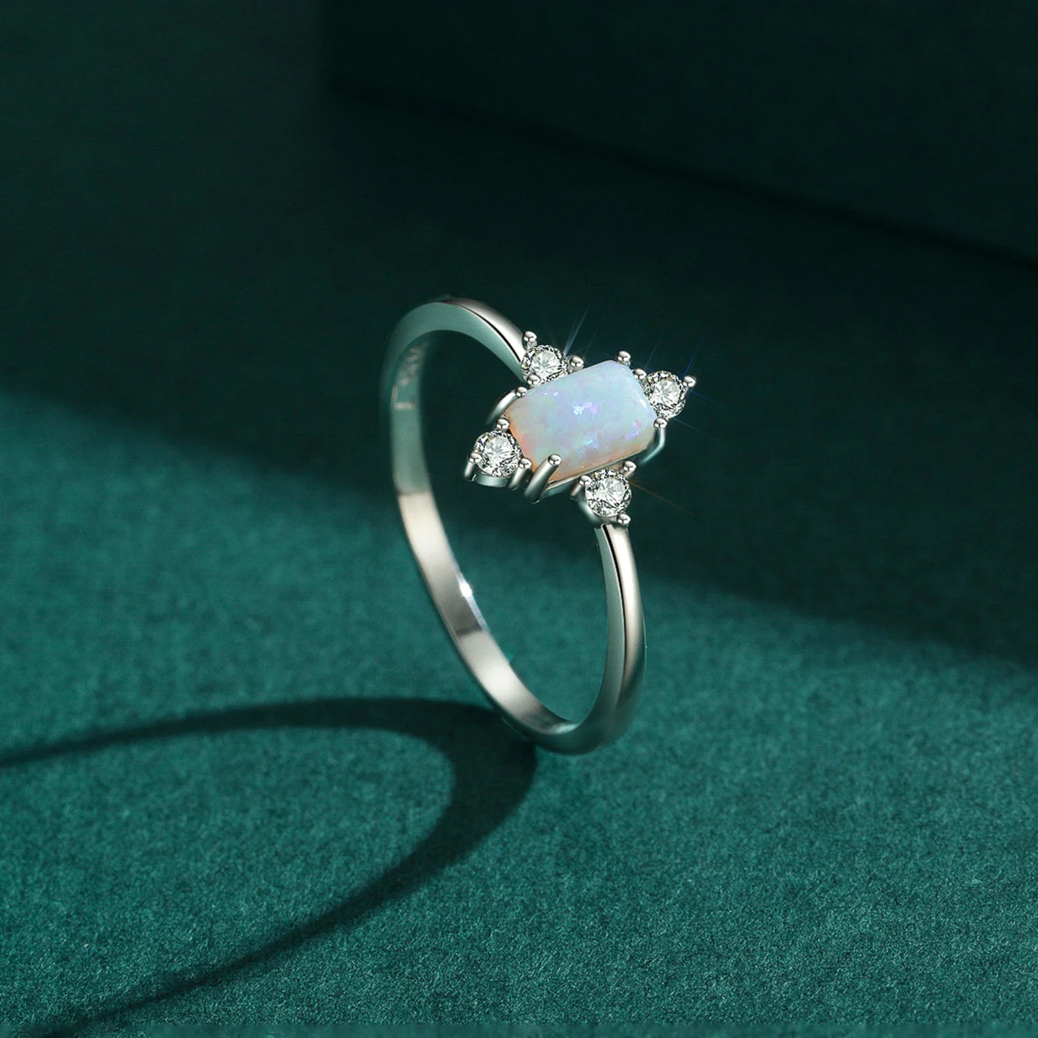 MODIAN Authentic 925 Sterling Silver Geometric Rectangle Natural Opal Jewelry Sets Rings Earrings For Women Wedding Jewelry