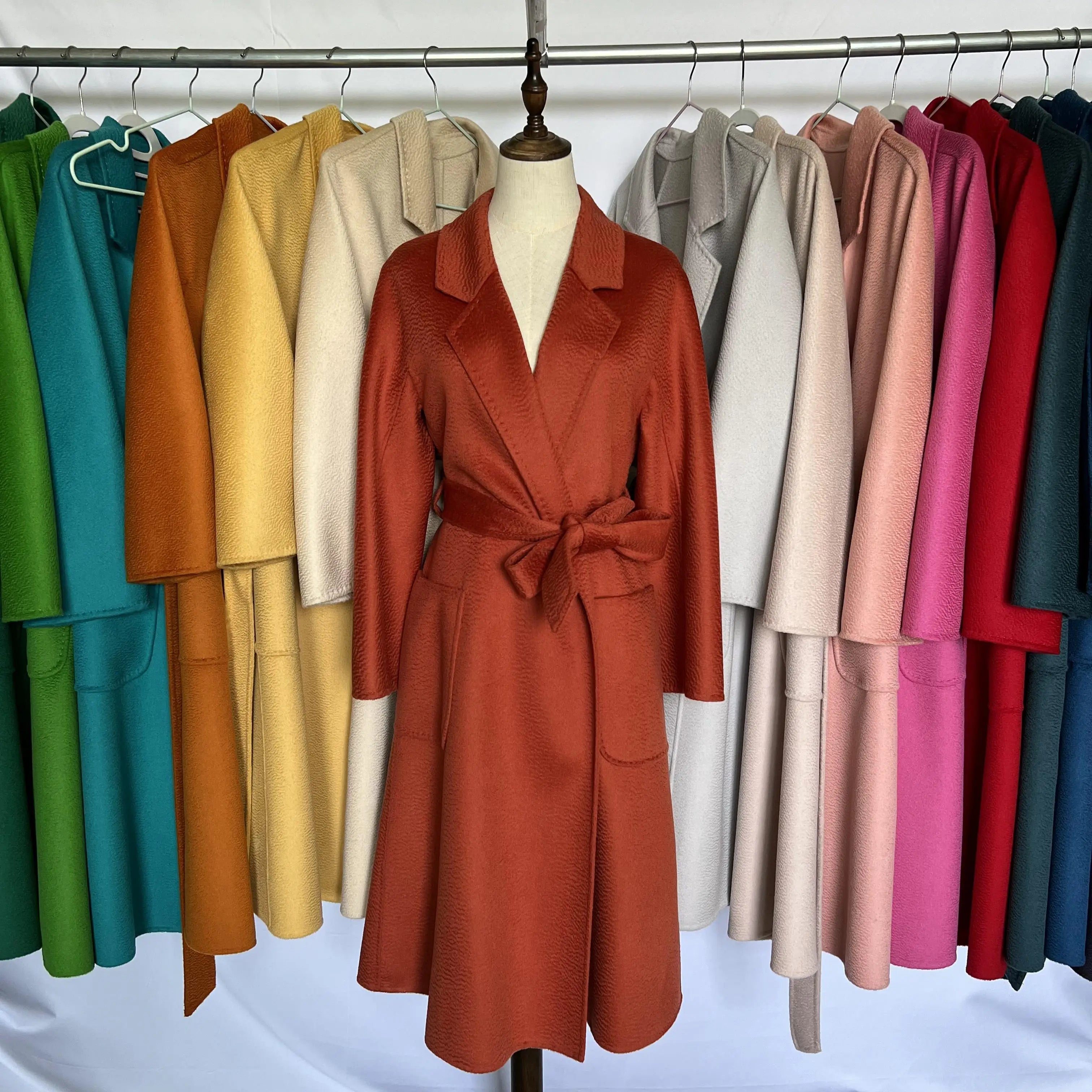 SPECIAL OFFER Cashmere Coat Female Winter Mid-Length Corrugated Coat Black Wool Coat Woman Autumn New Casual Fashion Beige Coat