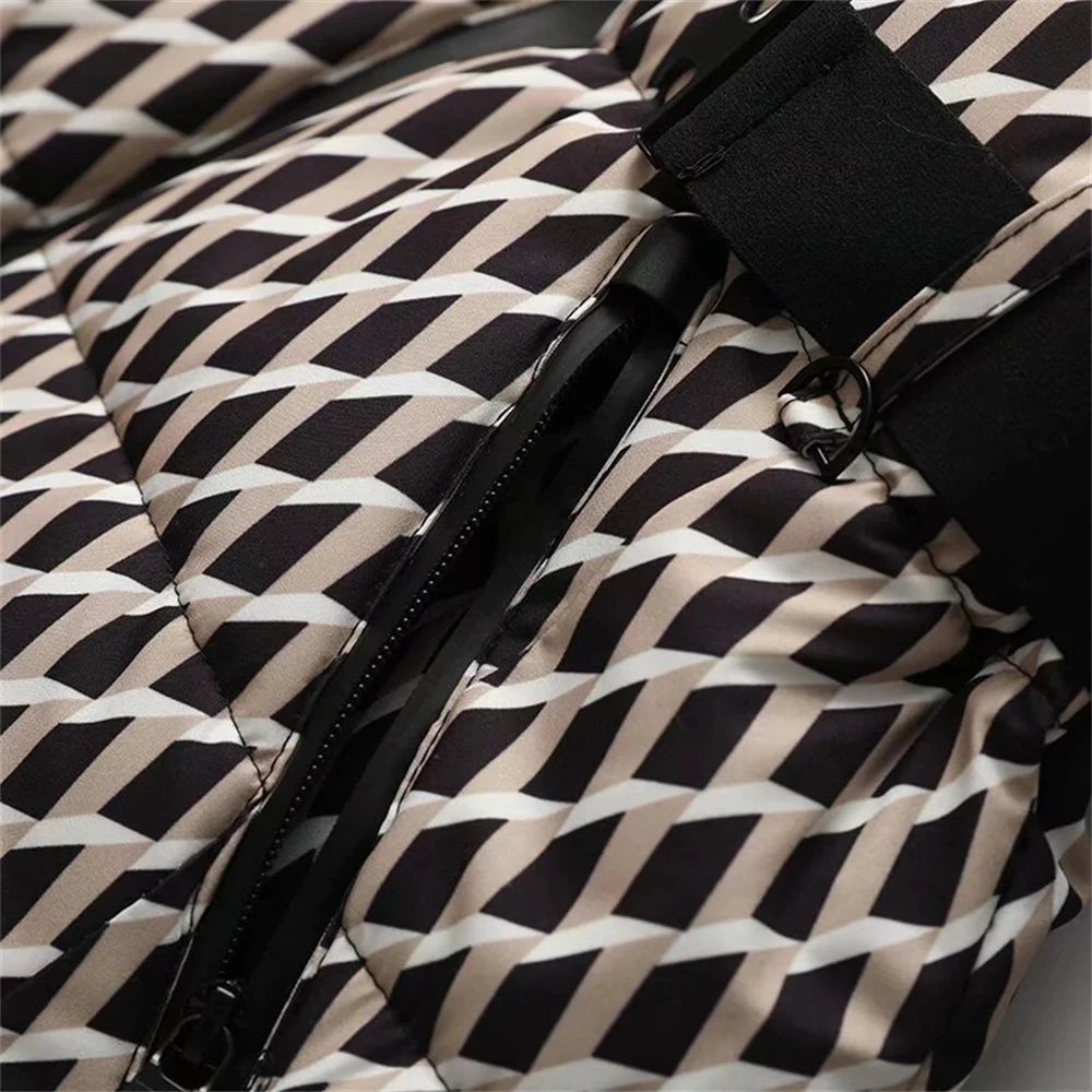 women's warm skiing series waist down cotton jacket winter new hooded slim fit jacket jacket