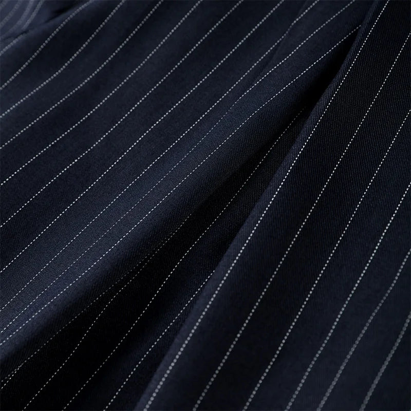 Casual Striped Loose Pants Women High Waist Pleated Straight Long Wide Leg Trousers Female 2025 Fashion Autumn Lady Bottoms