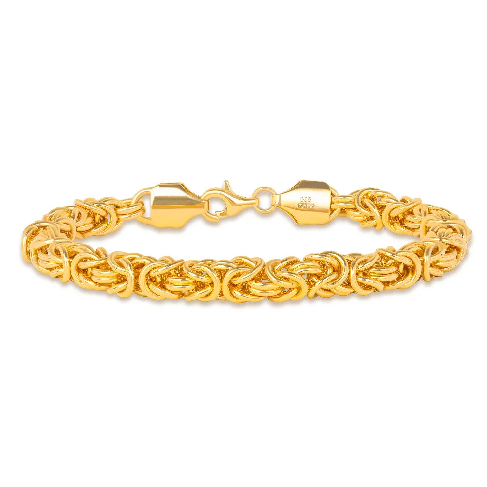 18K Gold Plated 8 Inches Braided Bracelet for Women Men 925 Sterling Silver Fashion Charm Couple Gift Jewelry Accessories USA
