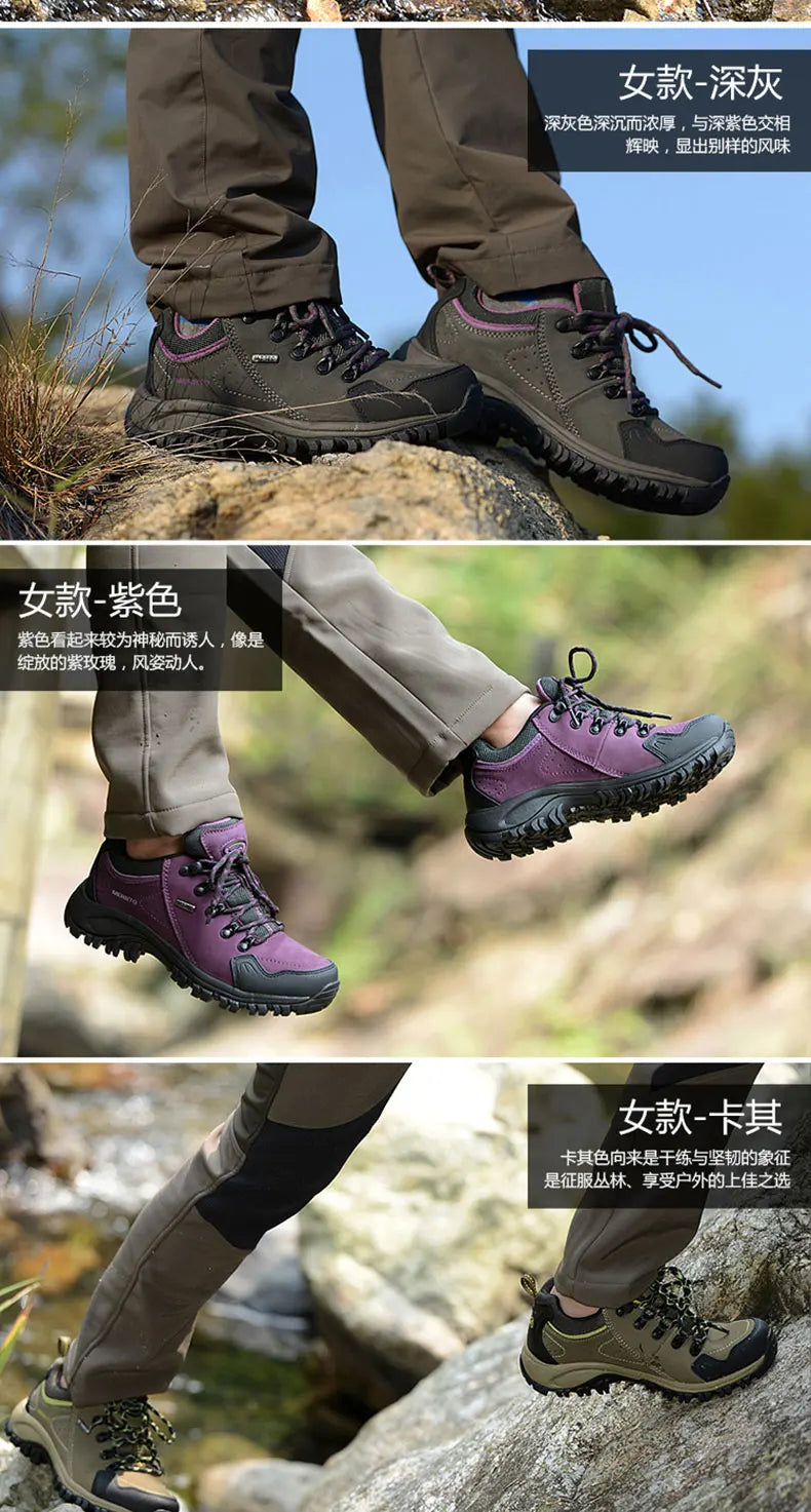 MERRTO Cowhide Outdoor Men Hiking Shoes Trekking Hunting women Tourism Mountain Breathable Climbing Sneakers Tactical boots