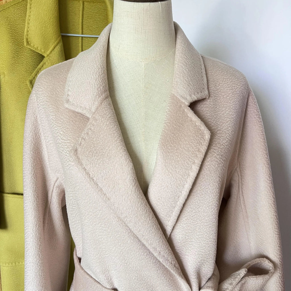 SPECIAL OFFER Cashmere Coat Female Winter Mid-Length Corrugated Coat Black Wool Coat Woman Autumn New Casual Fashion Beige Coat