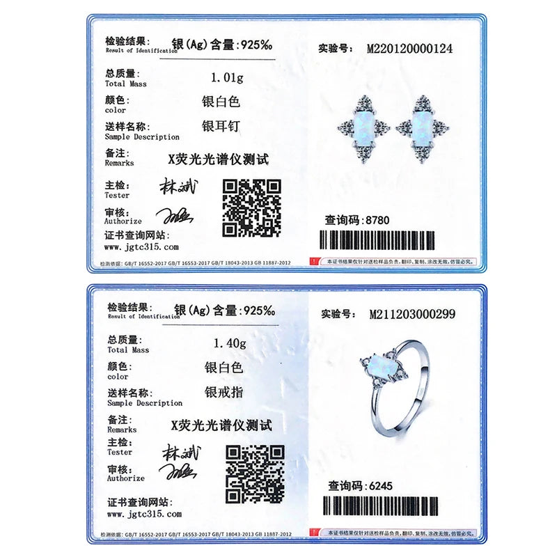 MODIAN Authentic 925 Sterling Silver Geometric Rectangle Natural Opal Jewelry Sets Rings Earrings For Women Wedding Jewelry