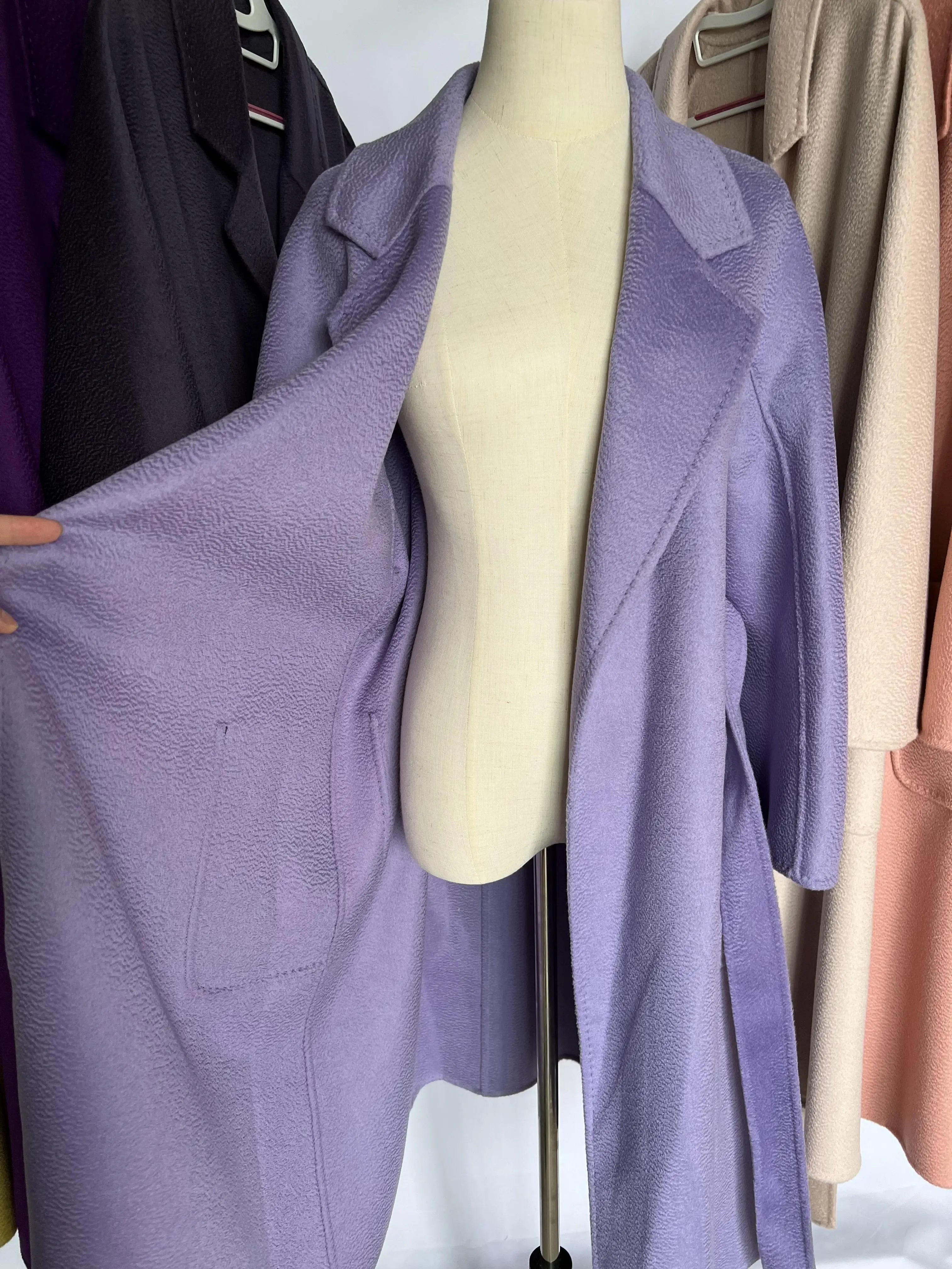 SPECIAL OFFER Cashmere Coat Female Winter Mid-Length Corrugated Coat Black Wool Coat Woman Autumn New Casual Fashion Beige Coat