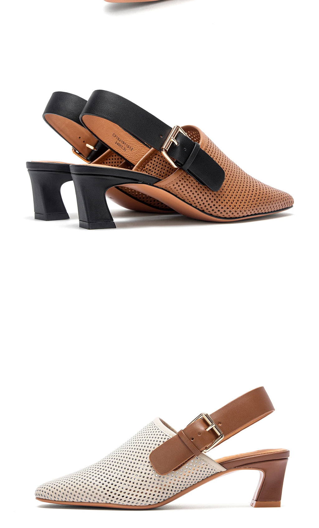 Luxury brand women's shoes summer sandals leather medium high heel hollow breathable temperament girls shoes 35-40 yards