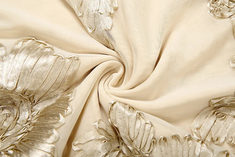 Nibber Elegant Flower Embroidery Maxi Dress Women Low-Neck Cross Bandage Backless Summer Street Trend Skinny Holiday Vestidos