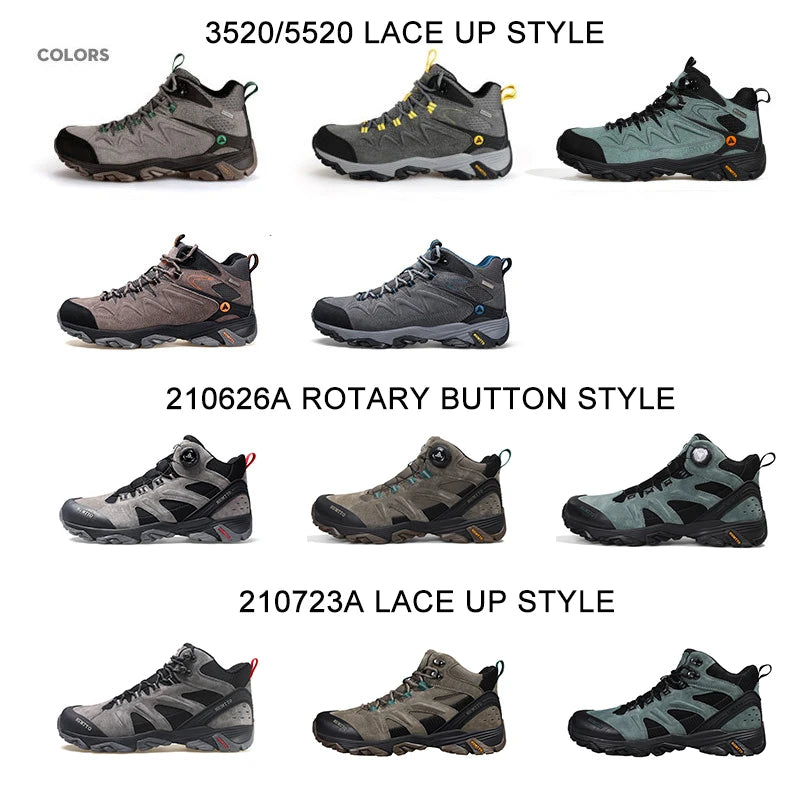 HUMTTO Waterproof Hiking Shoes Leather Trekking Boots Outdoor Sneakers for Men Male Camping Hunting Mens Tactical Ankle Boots