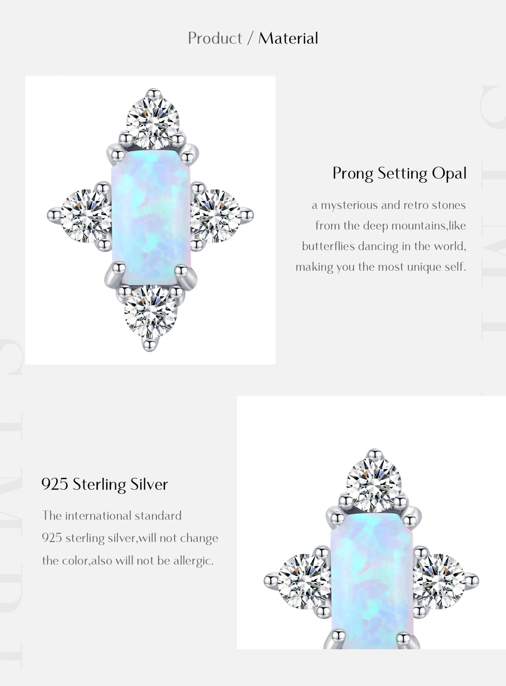 MODIAN Authentic 925 Sterling Silver Geometric Rectangle Natural Opal Jewelry Sets Rings Earrings For Women Wedding Jewelry
