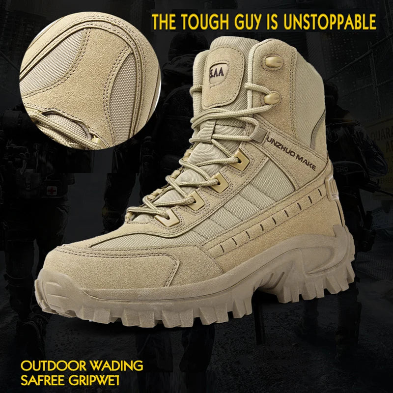 New men's hiking boots, high top combat training boots, anti slip snow boots, field desert boots, outdoor cycling shoes