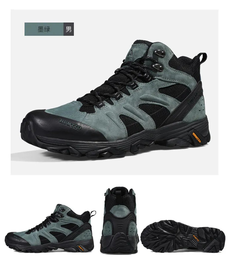 HUMTTO Waterproof Hiking Shoes Leather Trekking Boots Outdoor Sneakers for Men Male Camping Hunting Mens Tactical Ankle Boots